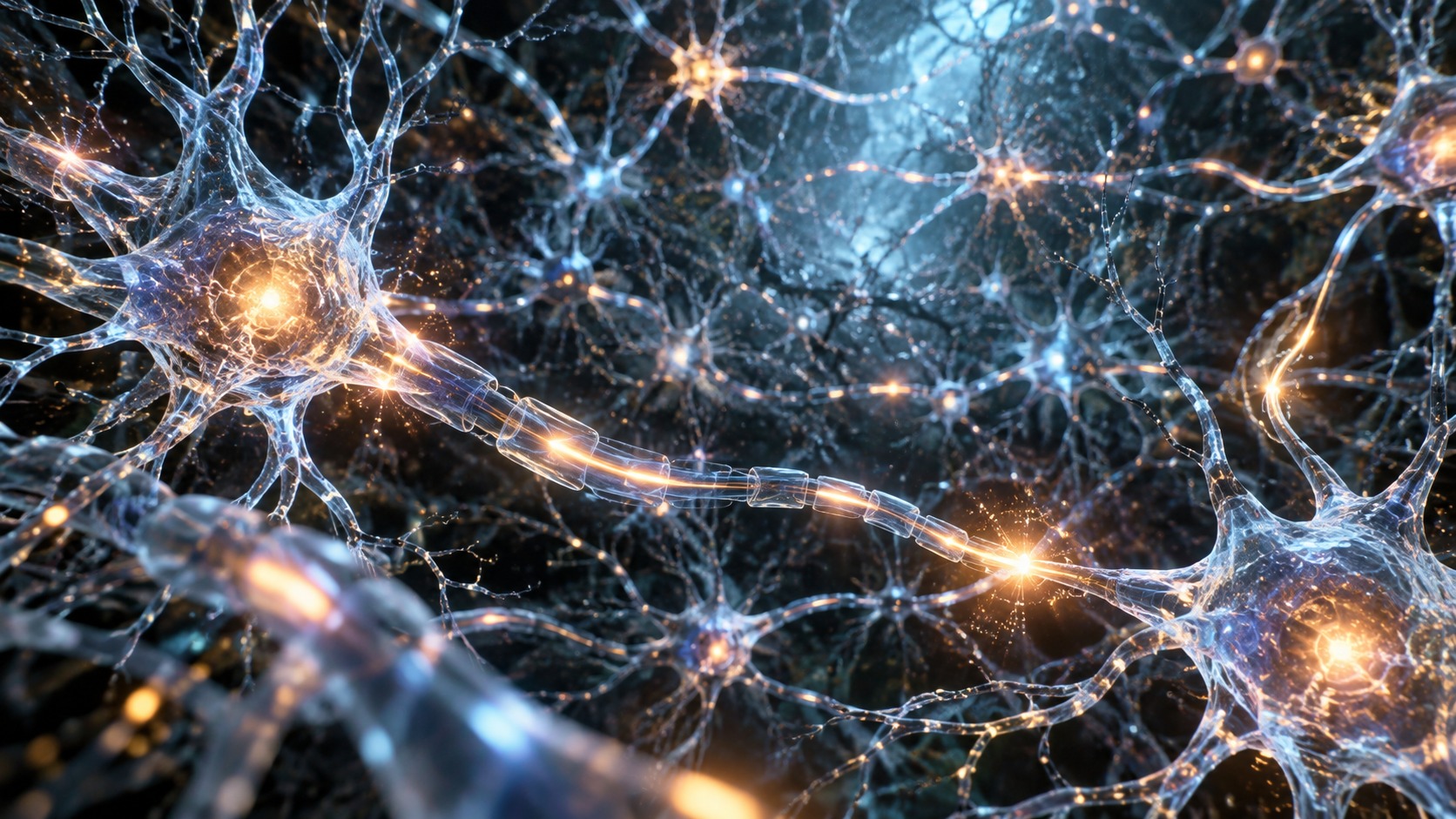 An abstract close-up render of a glowing neural network, standing in for the concepts explained in this lexicon